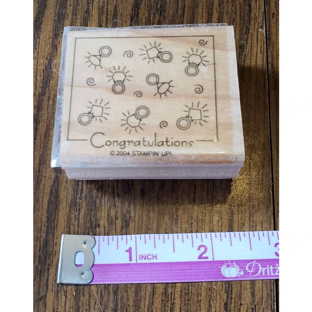 Stampin Up Wedding Ring Congratulations Wood Mounted Rubber Stamp